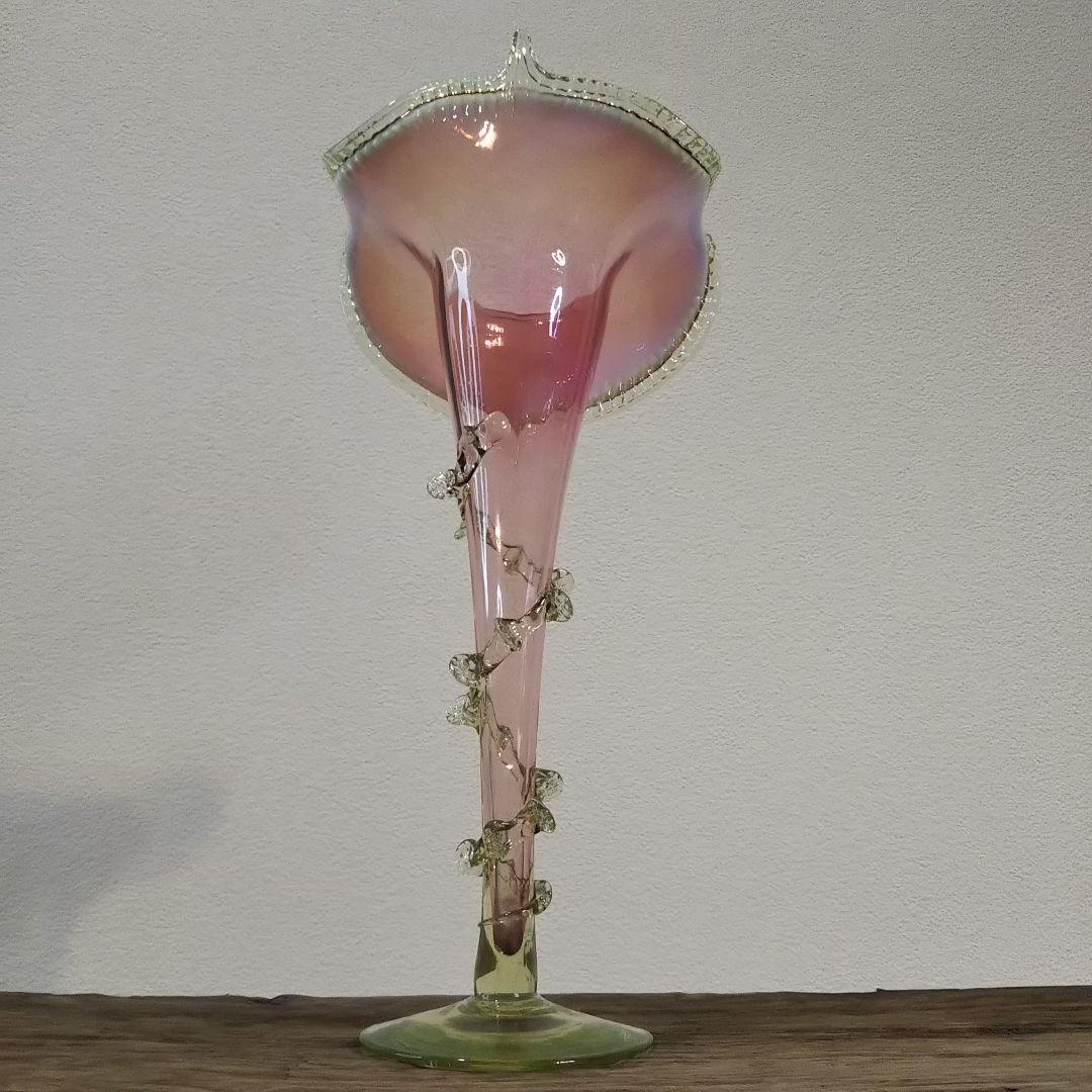 ガラス 西洋アンティークバセロン花器