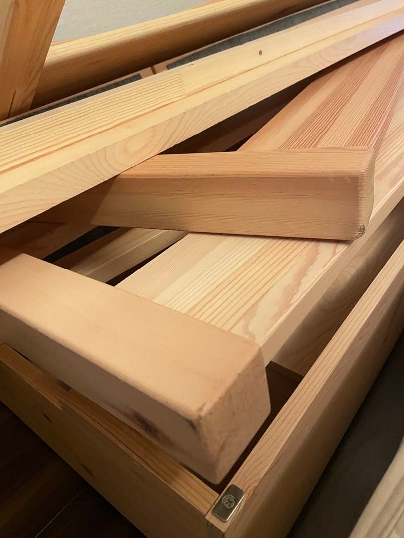 木製シングルベッドフレーム×2 引き出し×2