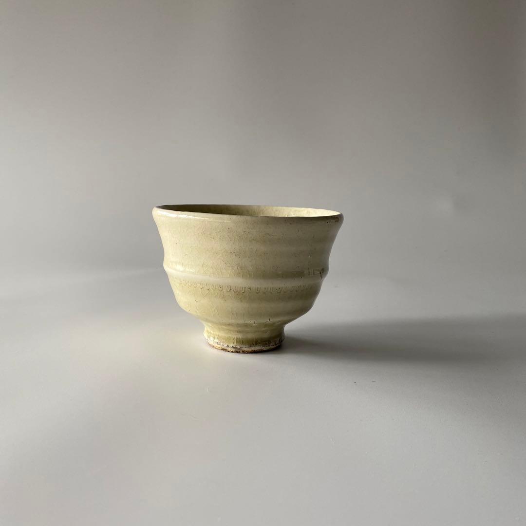 舩木研兒 白釉押紋茶碗 布志名 舩木道忠 バーナードリーチ 山陰 民藝 金継ぎ有