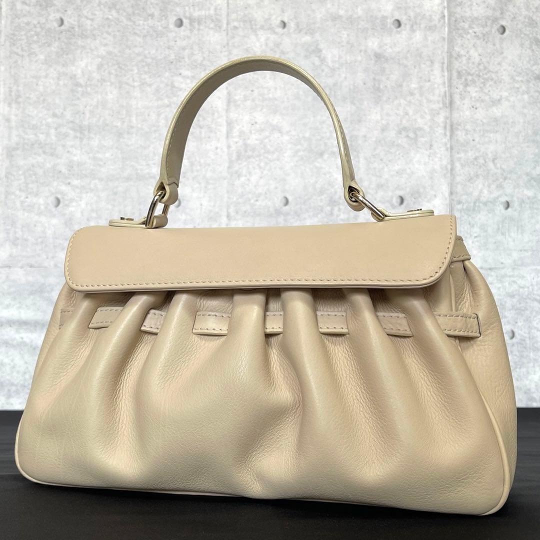 専用品WAKO ワコウ 銀座和光 レザー ベージュ トップハンドルバッグ