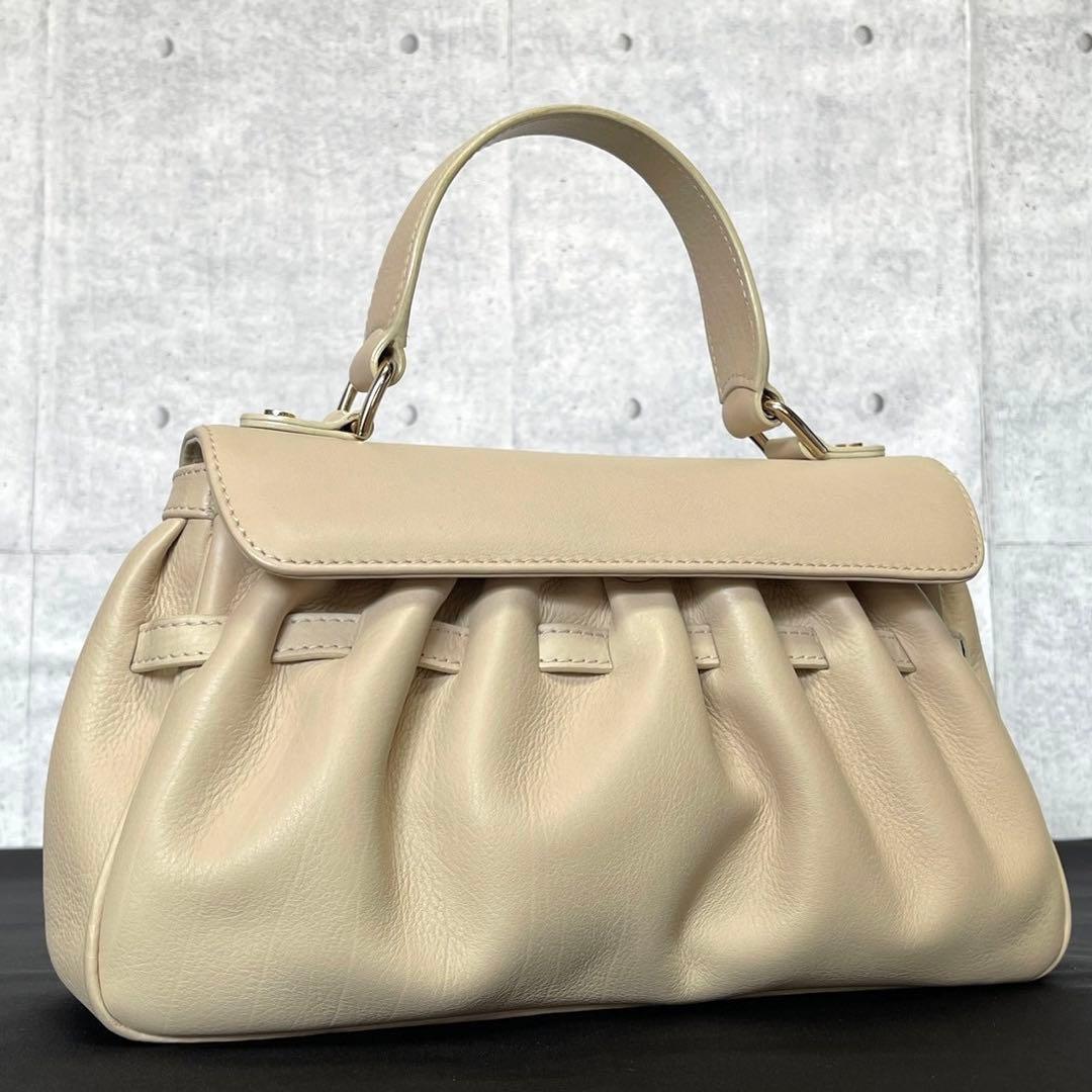 専用品WAKO ワコウ 銀座和光 レザー ベージュ トップハンドルバッグ