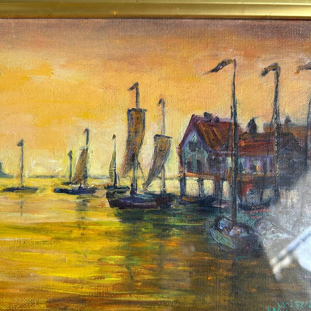 油彩画 Volendam 作家銘あり　額絵　美術品