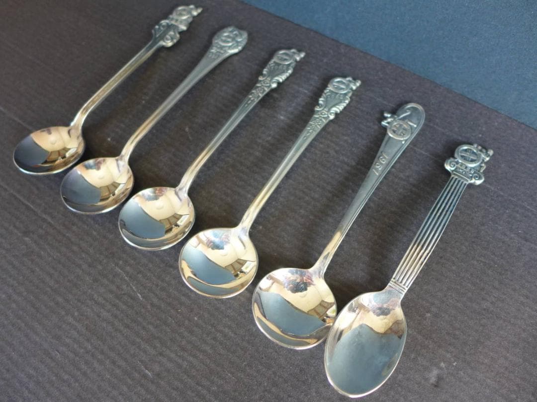 時代物【未使用】全日本自動車ショー　記念スプーン　箱付6点　旧車　昭和レトロ