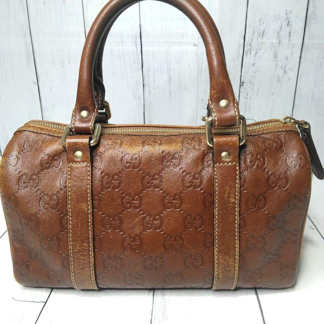 GUCCI ミニボストン　シマ　GGロゴ オールレザー　希少　総柄　493075