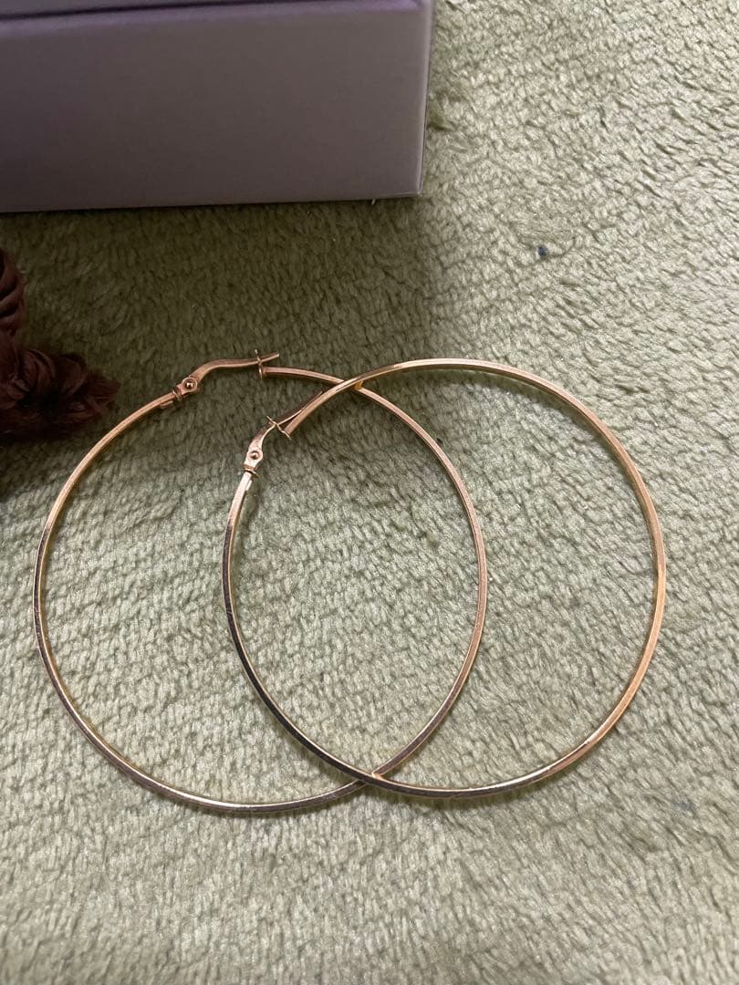 K10ゴールド フープピアス ポーチ付き　スタージュエリー