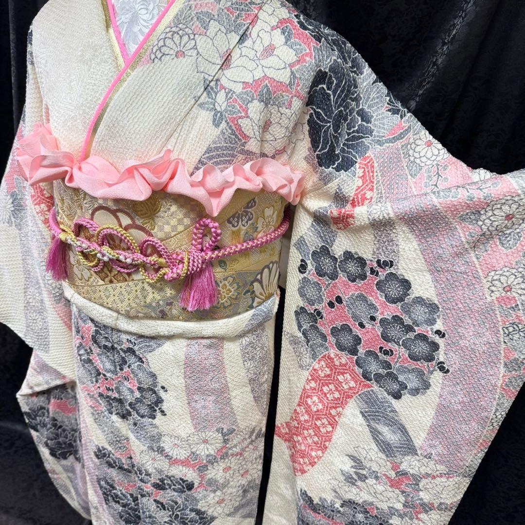 藤娘きぬたや　美品　総絞り　本絞り　熨斗　名品　白地　フルセット　振袖　振り袖