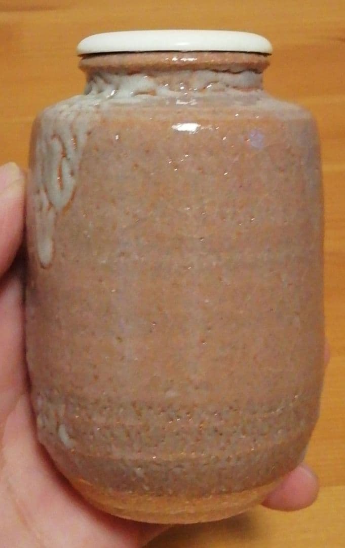 鶴田純久作　唐津焼　絵唐津　茶入　共箱　仕服付　茶道具