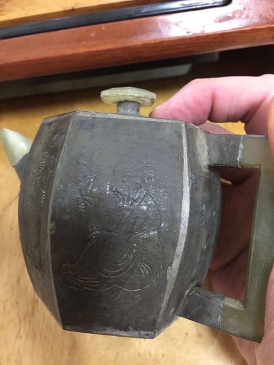 古錫 錫製 朱泥 唐物 急須 白玉 茶道具