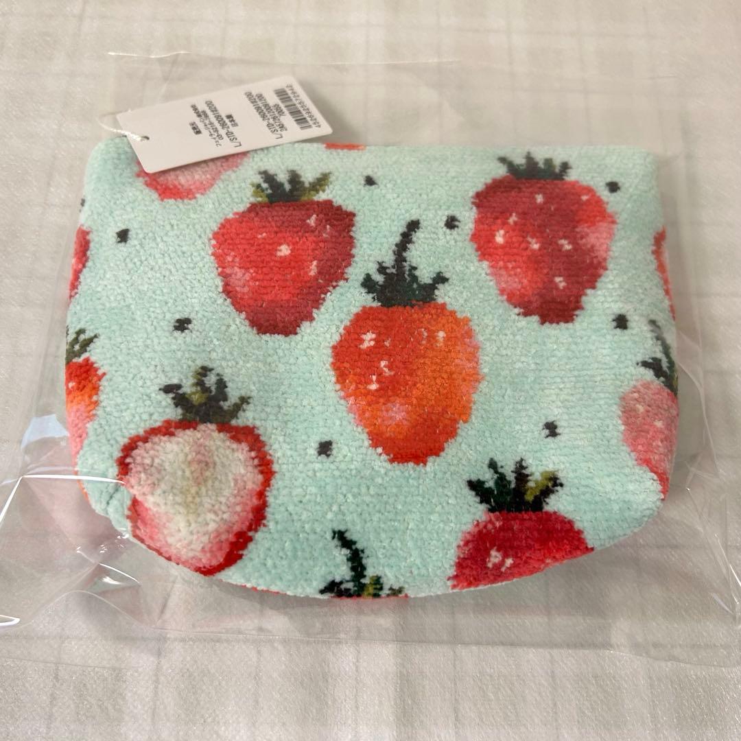 ラブラリー♡ストロベリードットハンカチ＆ストロベリードット舟型ポーチMフェイラー