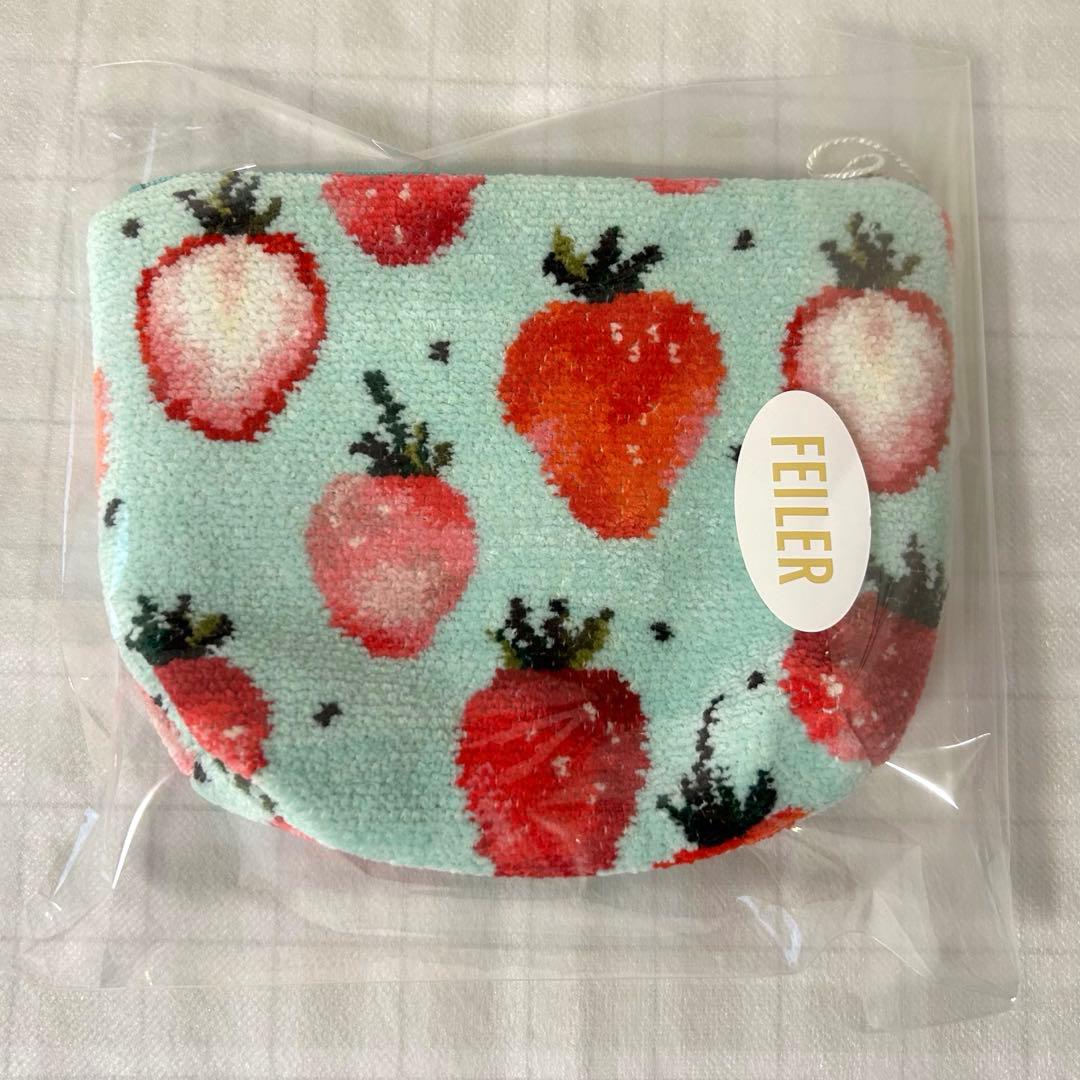 ラブラリー♡ストロベリードットハンカチ＆ストロベリードット舟型ポーチMフェイラー