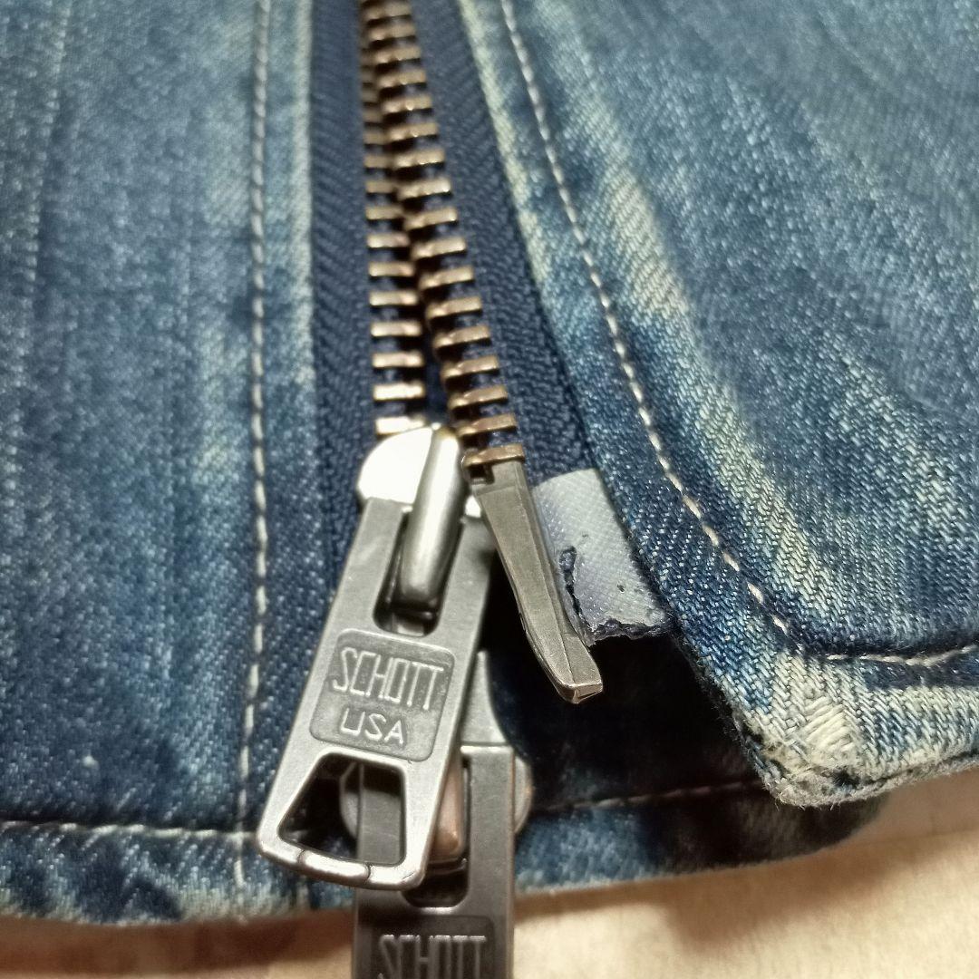 SCHOTT ショット　デニム　ライダースジャケット 古着 ダメージ加工