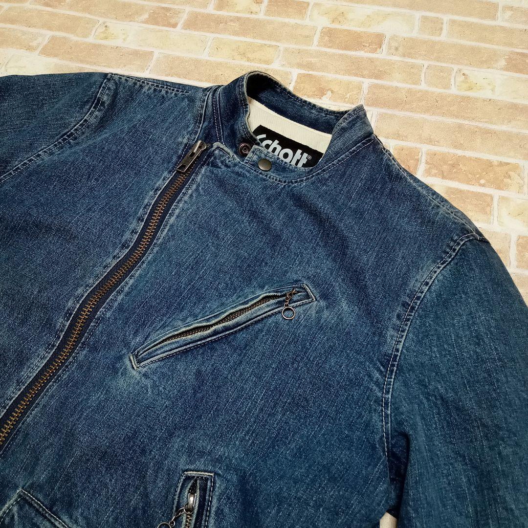 SCHOTT ショット　デニム　ライダースジャケット 古着 ダメージ加工