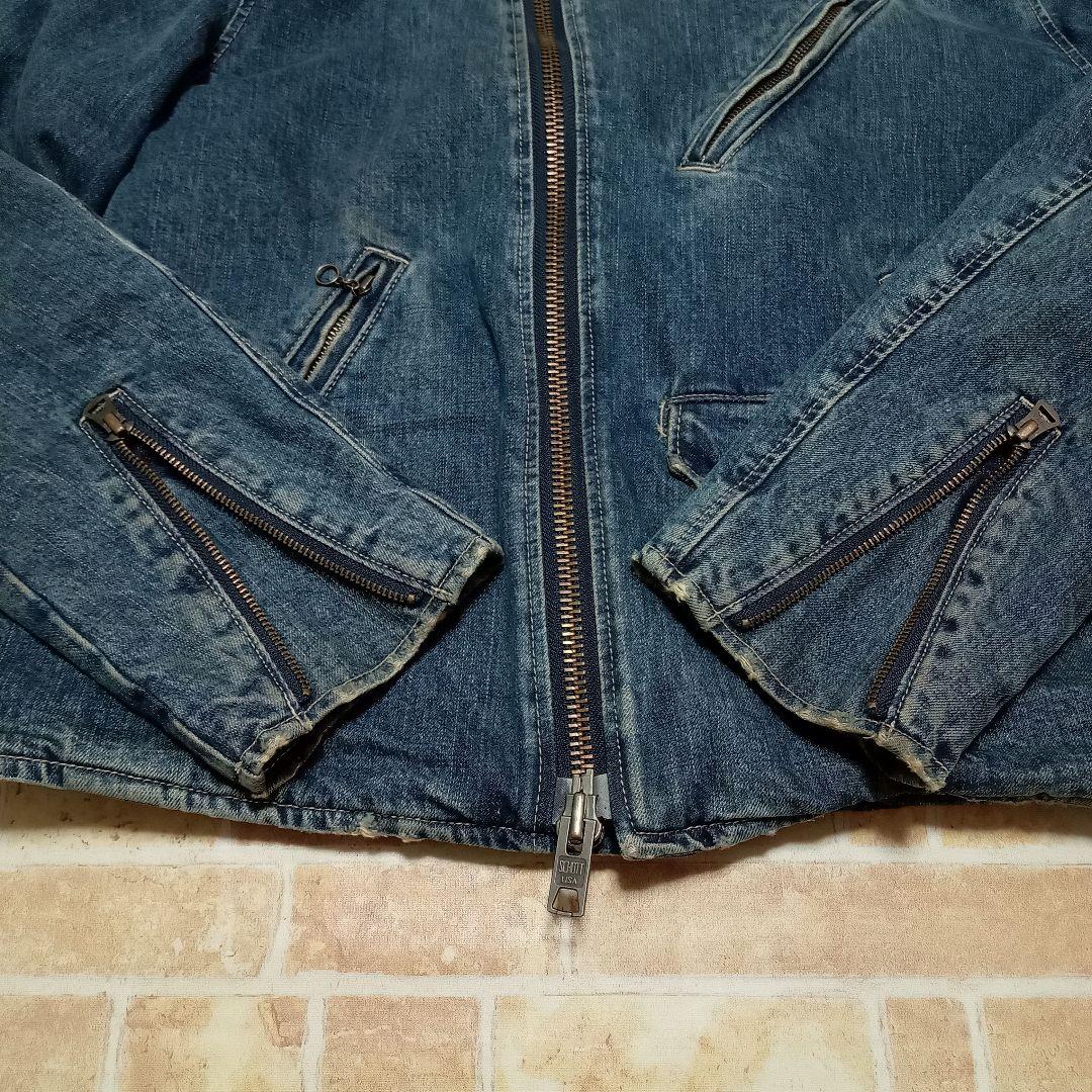 SCHOTT ショット　デニム　ライダースジャケット 古着 ダメージ加工