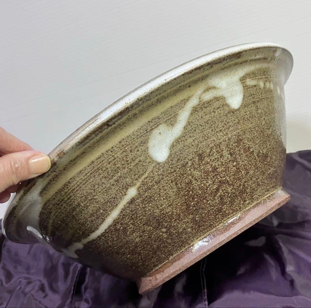 陶器　肥後　熊本　小代焼　大鉢　直径３２cm 刻印あり　井上泰秋作？