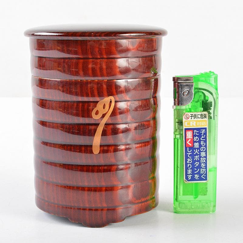 茶道具　加賀漆師　金城萬茂造　蕨蒔絵　烟草筒　煙草入　共箱　V　R5453