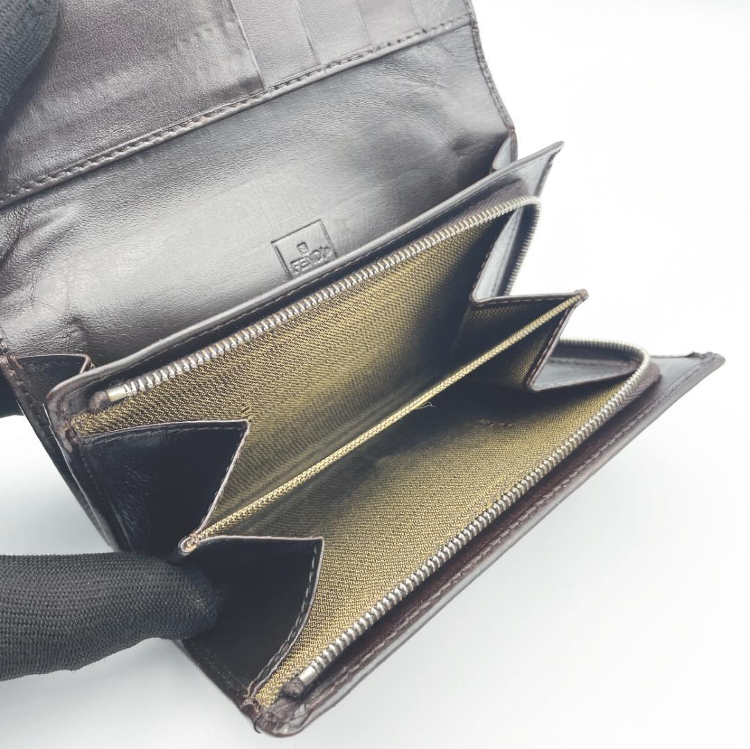 【FENDI（フェンディ）】極美品 ズッカ柄 ミドル財布 キャンバス