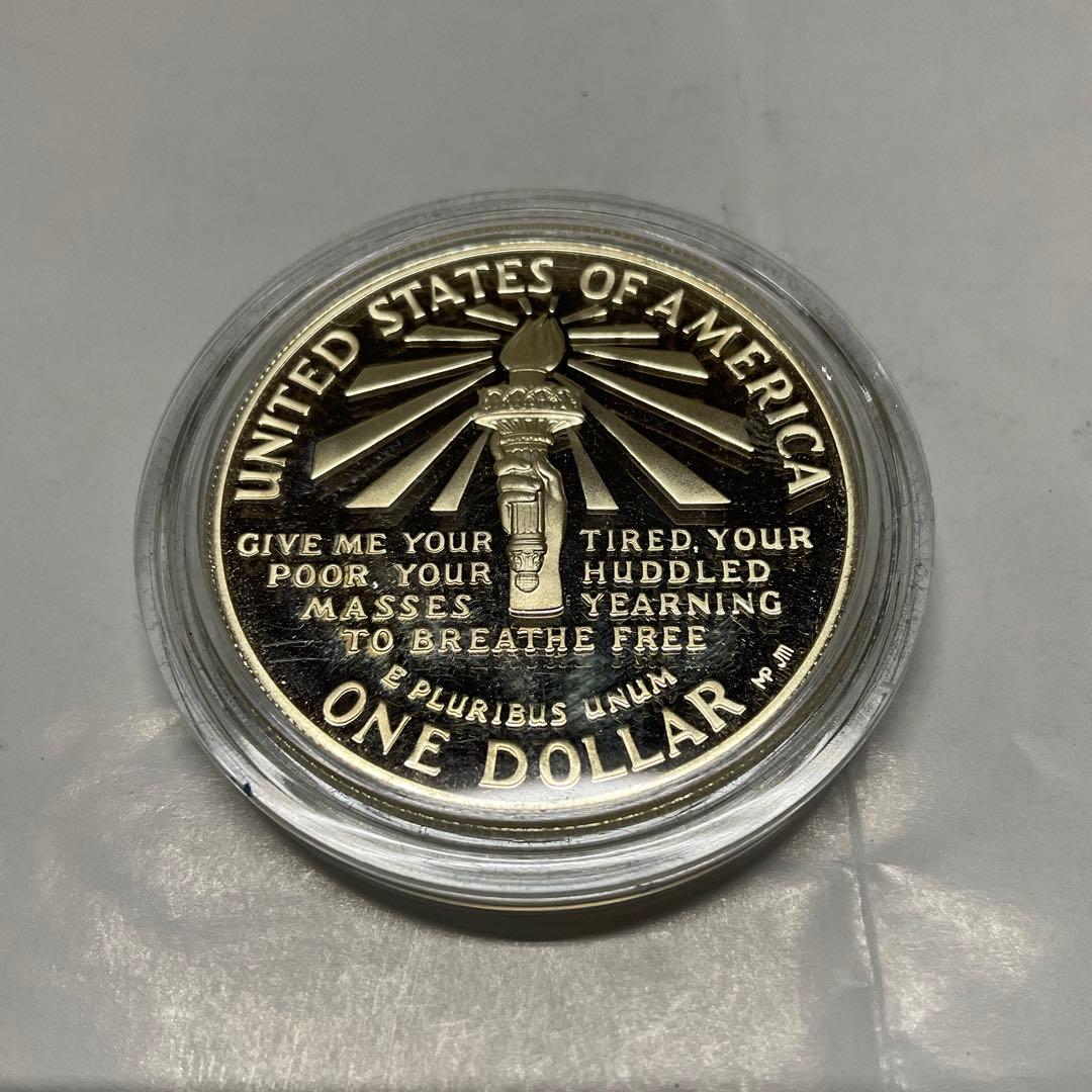 未使用 自由の女神100周年 アメリカ US銀貨 １ドル ケース入 1986年