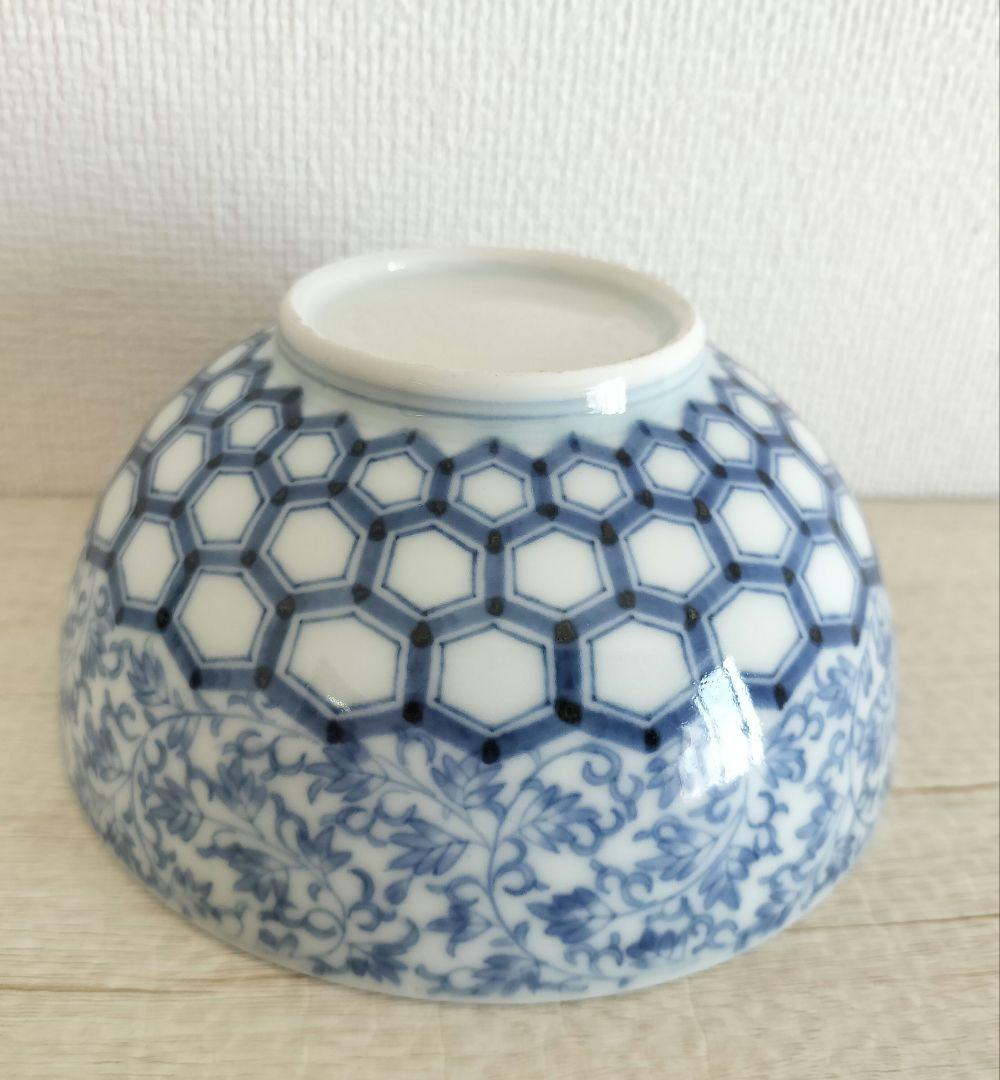 古伊万里　萩唐草　亀甲文向付・汲み出し茶碗