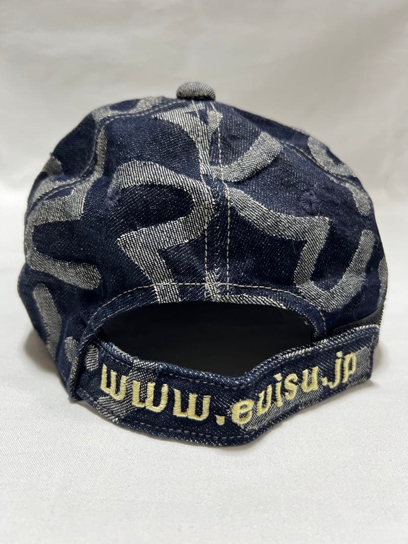 EVISU カモメ総柄キャップ　カモメ刺繍ポケット　白カモメ　白タブ　ジャガード
