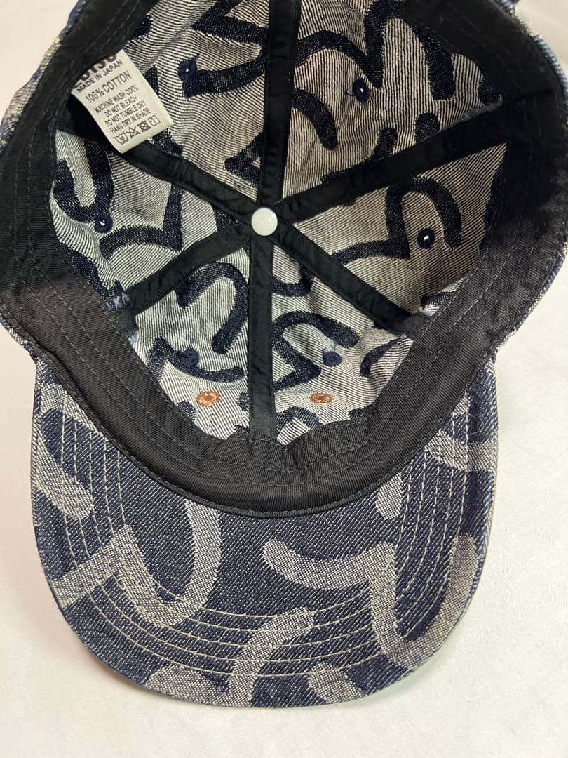 EVISU カモメ総柄キャップ　カモメ刺繍ポケット　白カモメ　白タブ　ジャガード