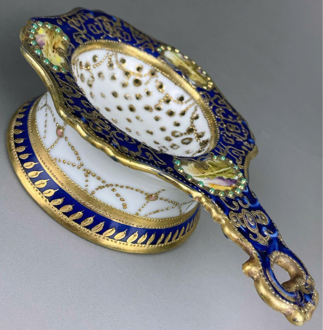 【美品】オールドノリタケ ティーストレーナー 茶漉し ジュエル ジュール スワン