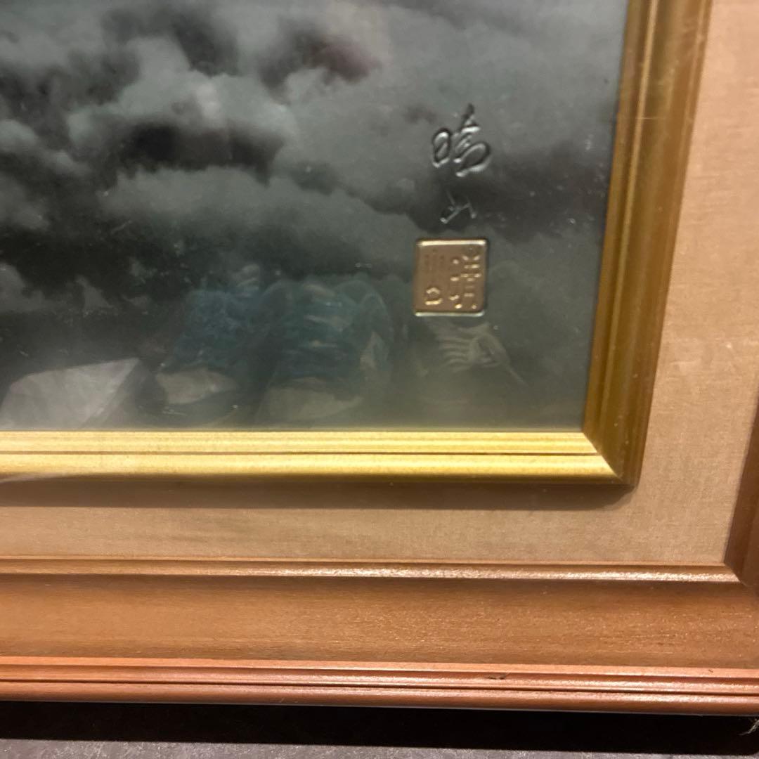 絵画山 額縁特大奈良楠木vintage インテリア年代物 昭和82×62日本絵画