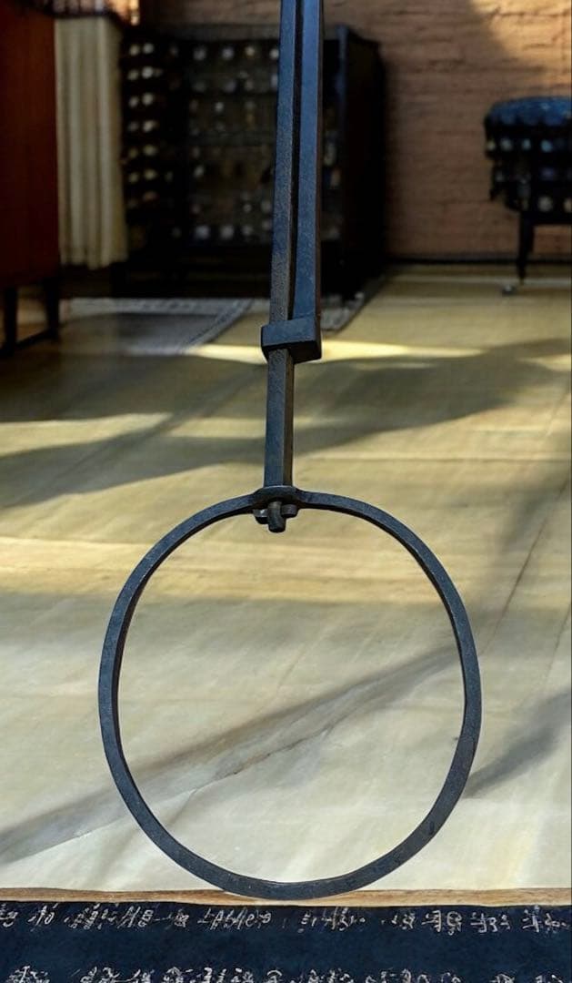 骨董　アンティーク★佐賀の古民家にあった鉄製自在鉤　長さ118-188センチ