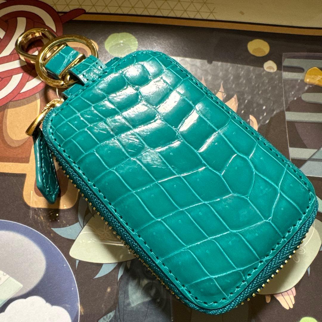 三京商会 クロコダイル スマートキーケース シャイニング 加工 ターコイズブルー