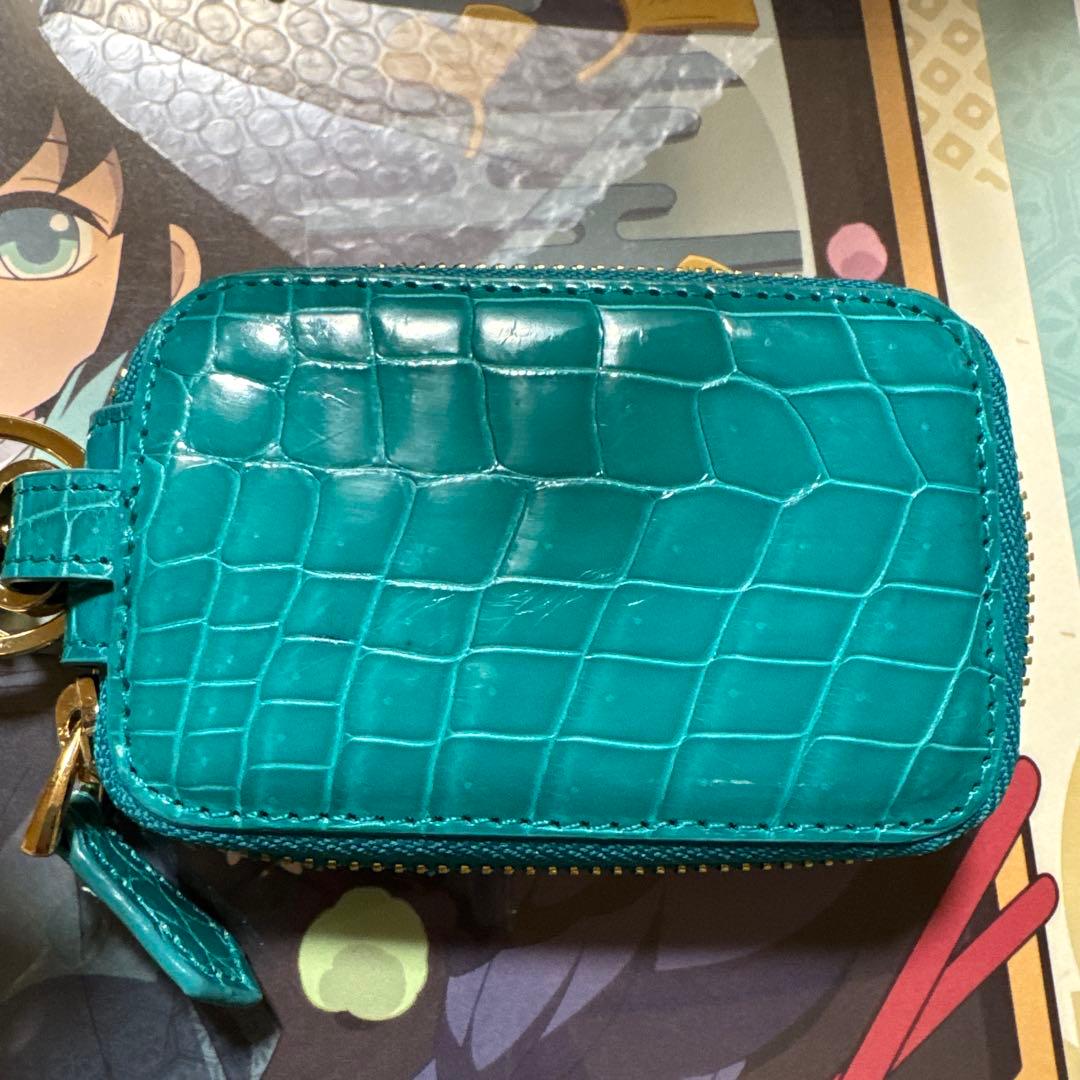 三京商会 クロコダイル スマートキーケース シャイニング 加工 ターコイズブルー