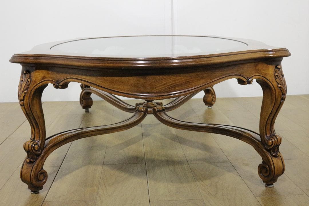 KARGES FUNITURE★木製センターテーブル★ガラス天板★ネコ脚★