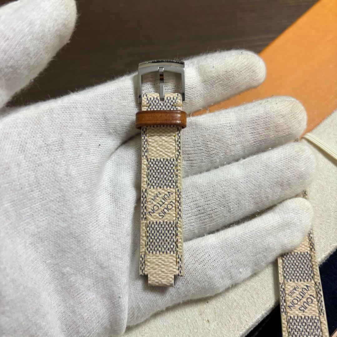 ［美品］ルイヴィトン　タンブール　ワンタッチ式　ダミエ　アズール　レザーベルト