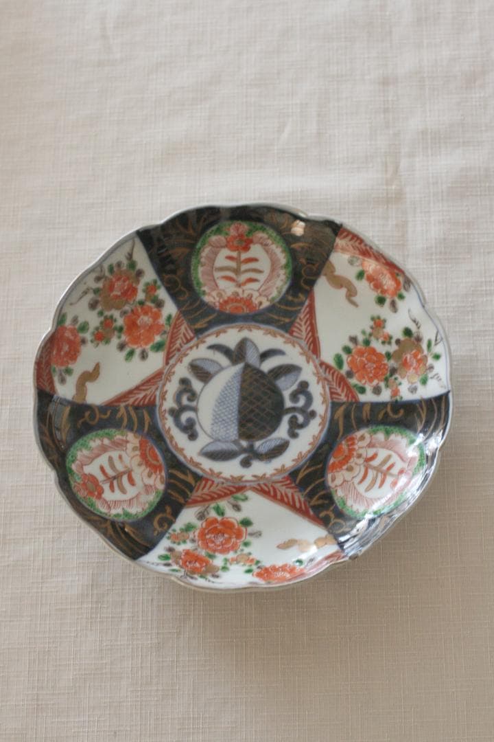 【古いものです】アンティーク　レトロ　器　食器　皿　骨董　色絵　大皿　中皿　小皿
