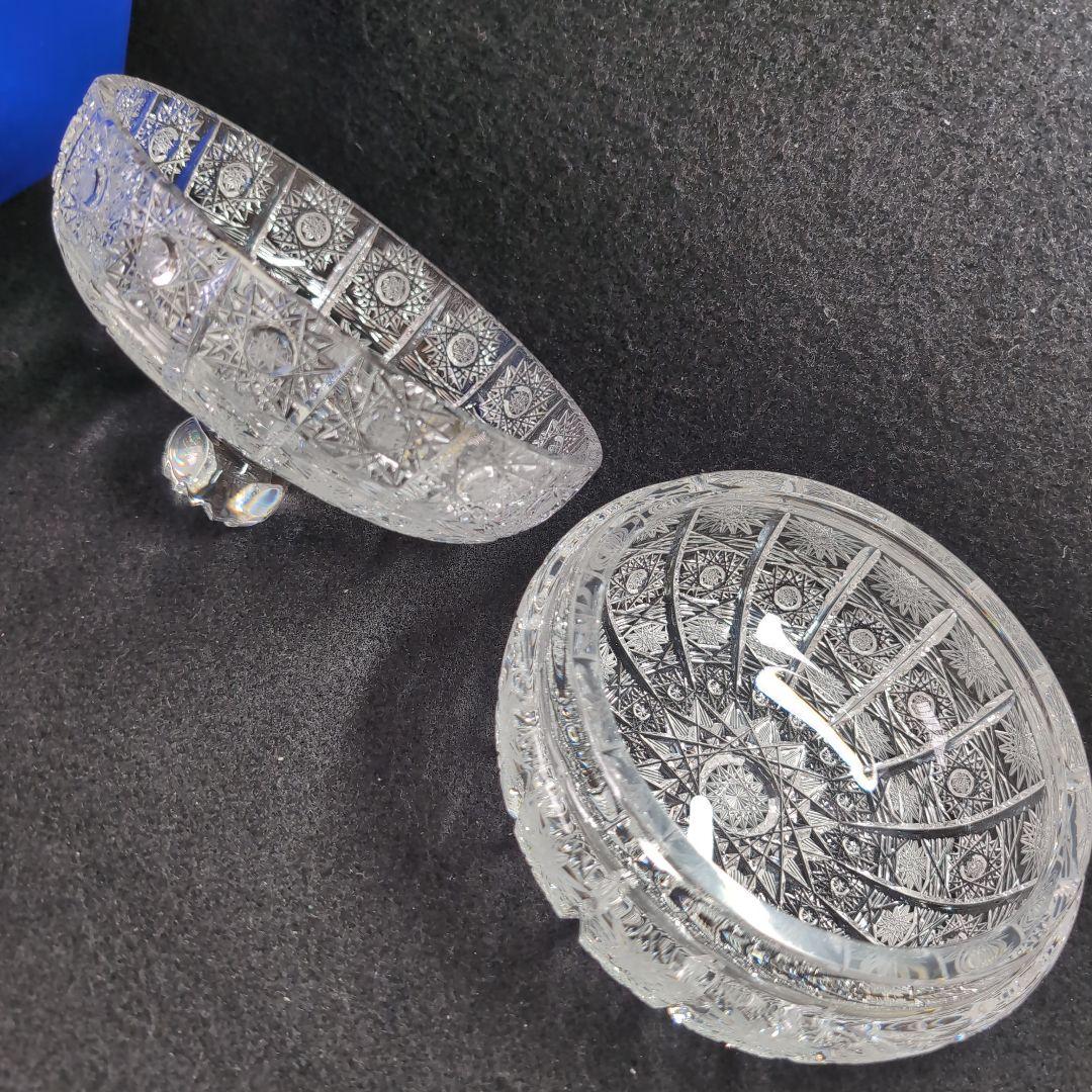 【ボヘミア】高級クリスタル 蓋付きボウル PK500　ハンドメイドカット　ポット