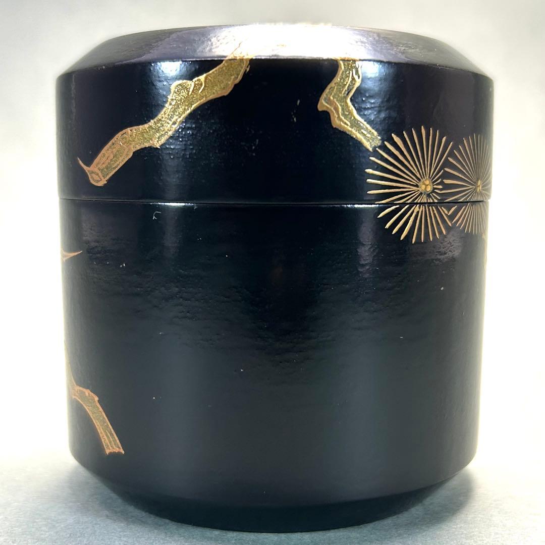 棗　『石井隆鳳　内金砂子　唐松蒔絵』　即中斎好　雪吹　お茶道具　共箱　工芸品