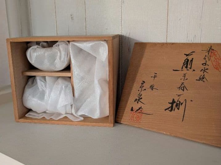 染付山水絵　煎茶器揃　平安京泉作　京焼　清水焼