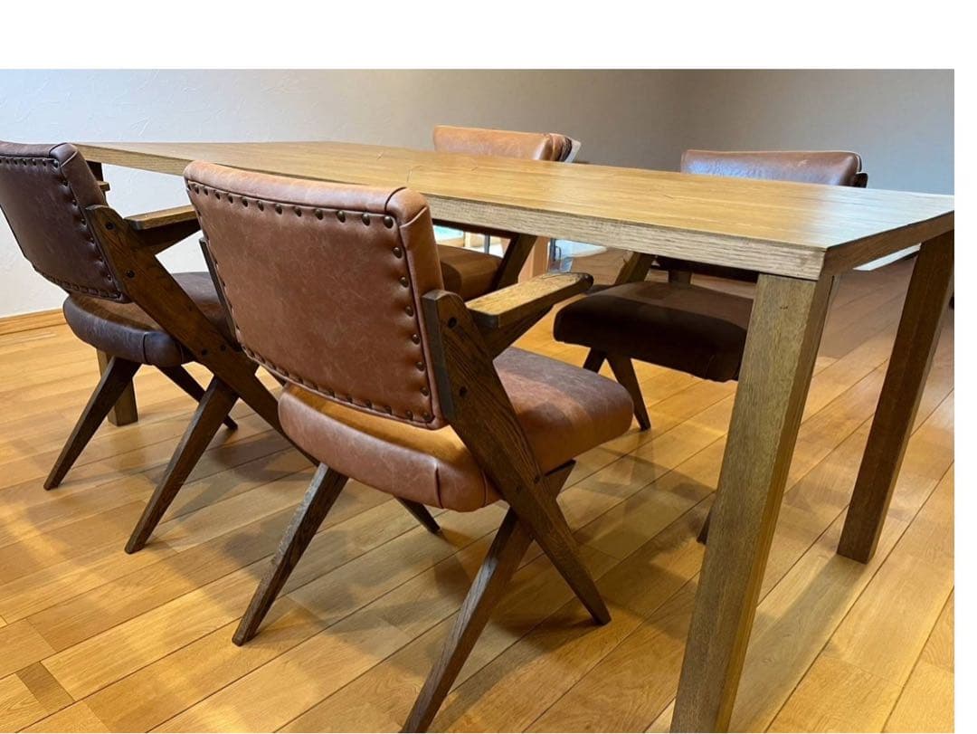 【秋桜】①テーブル:クラッシュゲート　ダイニングテーブル＆チェア4脚セット