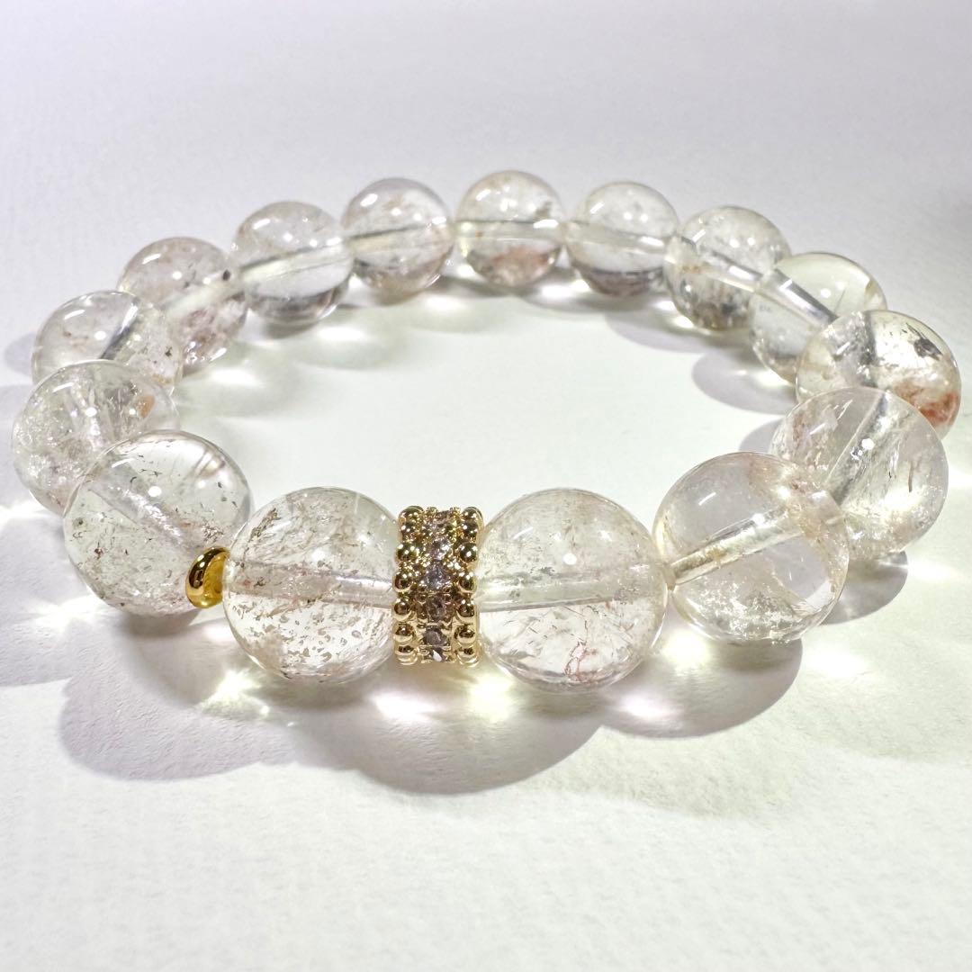 【ピンクアイリス ヒマラヤ水晶】マニカランの神秘的な輝き 天然石 ブレスレット