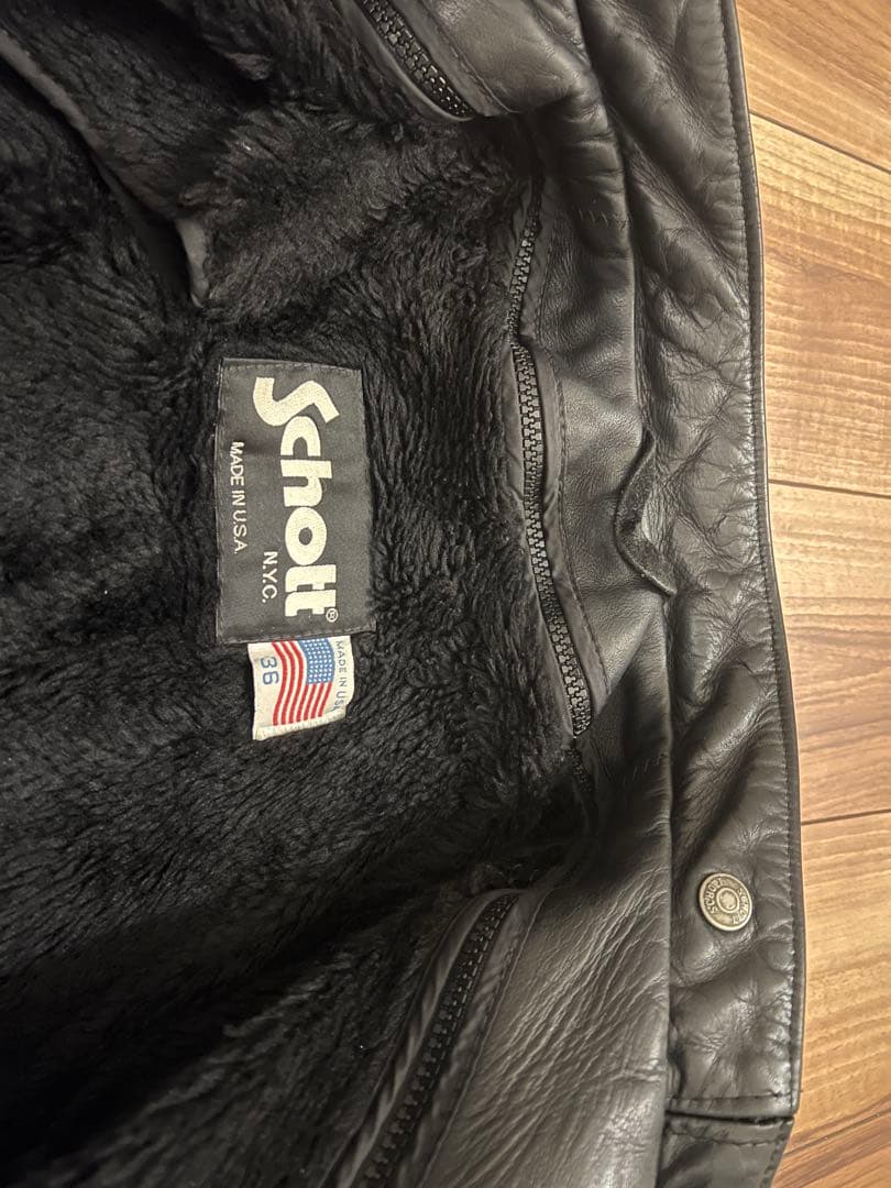 schott レザーシングルライダースジャケット 141 36 641 ボア付