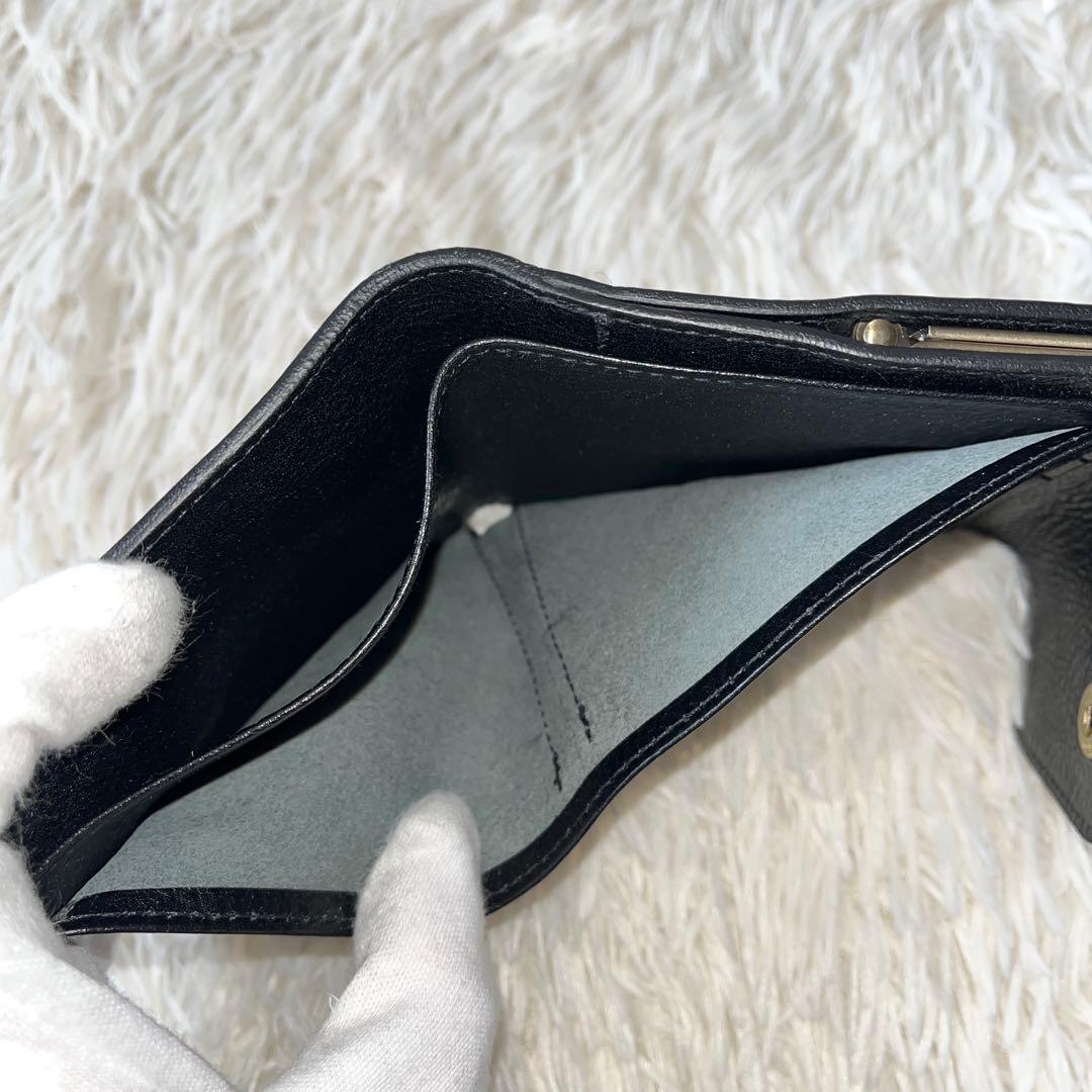 ⭐️未使用品⭐️　IL BISONTE　がま口　三つ折り財布　ブラック　レザー