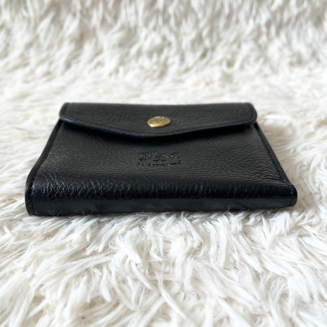 ⭐️未使用品⭐️　IL BISONTE　がま口　三つ折り財布　ブラック　レザー