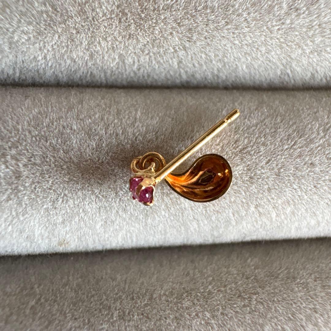 K18 ♡ ルビーピアス 刻印あり