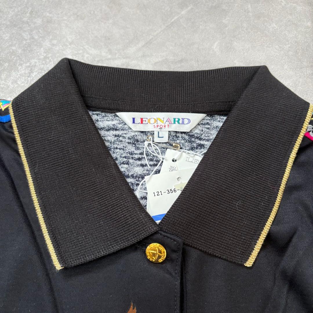 【未使用】レオナールスポーツ ホース柄 馬 金ボタン 長袖 ポロシャツ