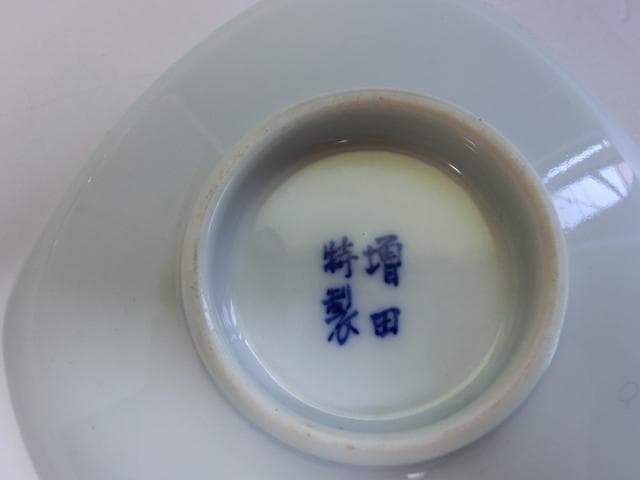 小皿■増田特製 染付桜紋 花絵 扇型貝型皿 5枚 古美術 時代物 骨董品■