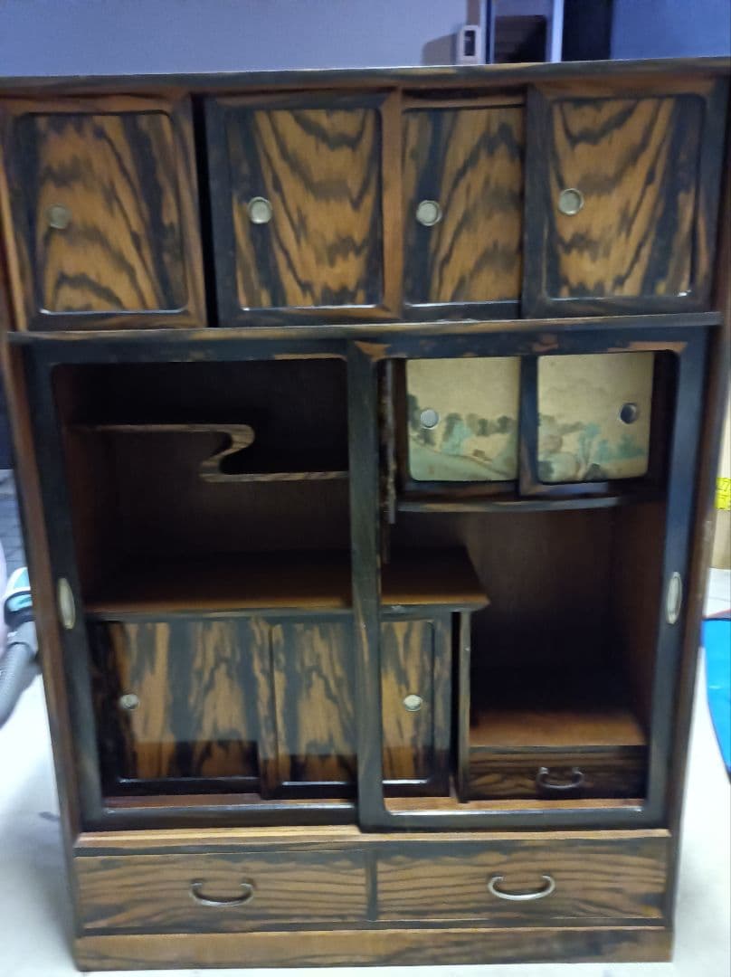 茶棚木製収納アンティーク家具 中型 引き出し付き京都引き取り限定！