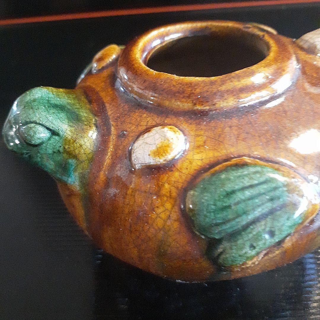 唐三彩蛙形水滴、水盂、水差　書道用