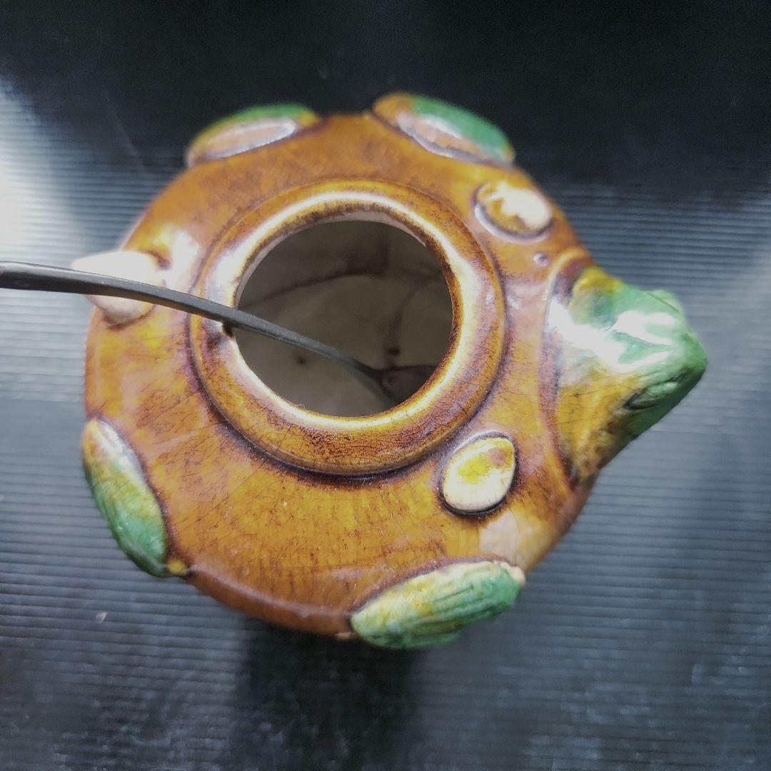 唐三彩蛙形水滴、水盂、水差　書道用