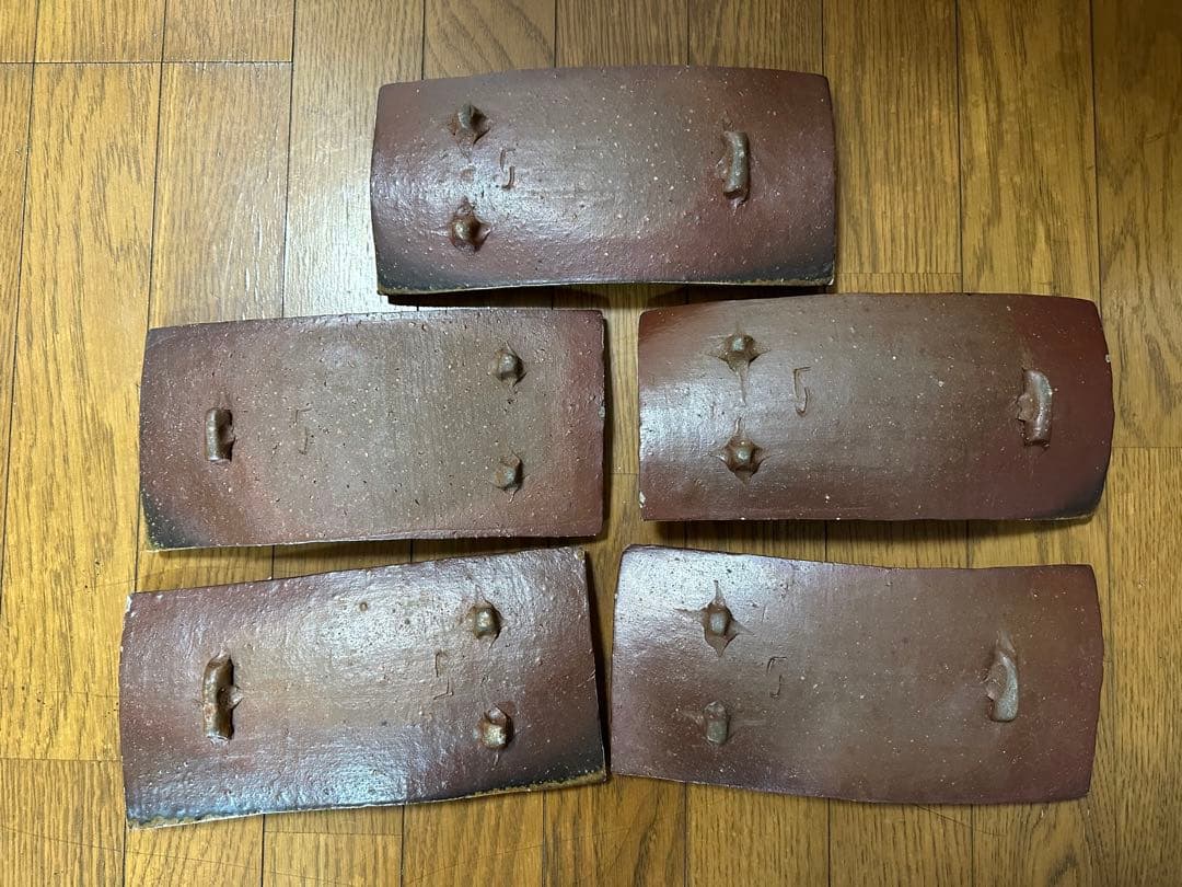 酒器の名工　中村六郎　備前長方皿5点　共箱有