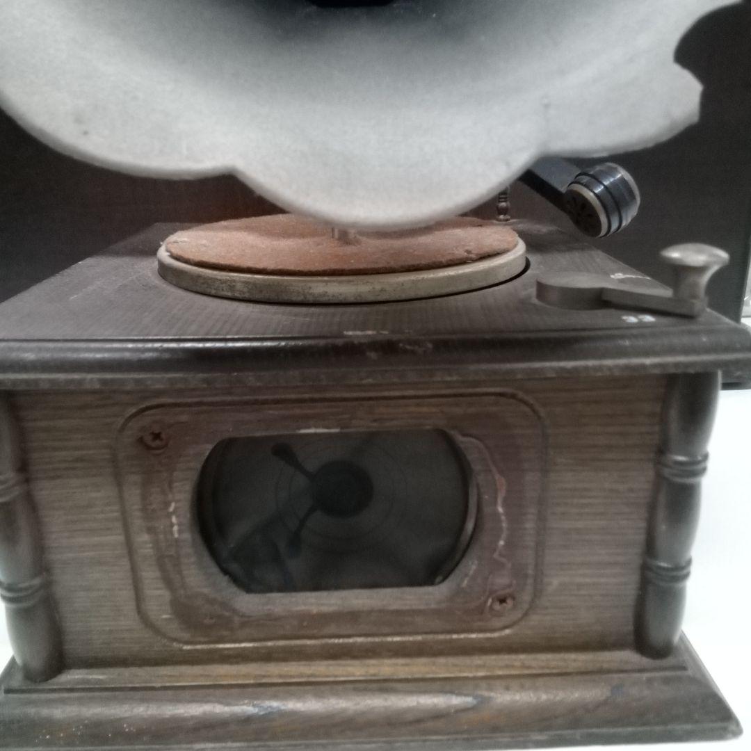 ヴィンテージ木製 蓄音機 フラワーホーンデザイン