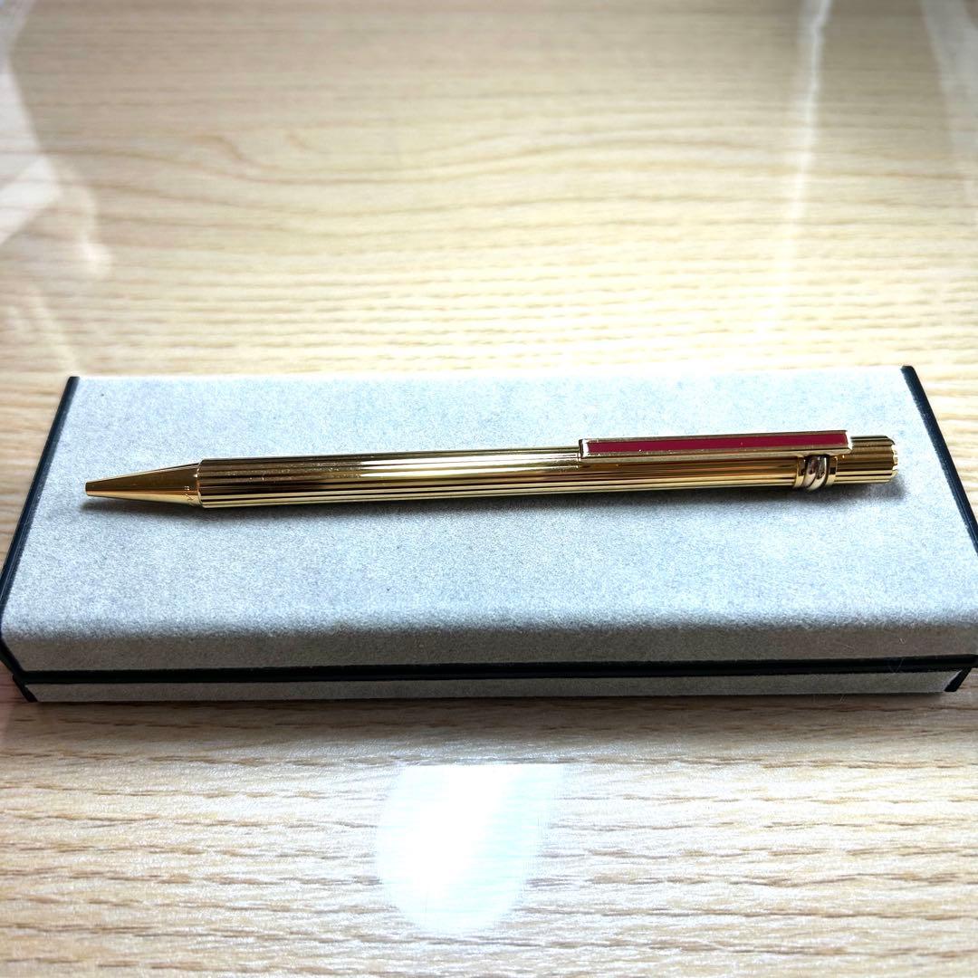 カルティエ トリニティ ドゥ ロゴ入り ツイスト式 ボールペン ゴールドボルドー