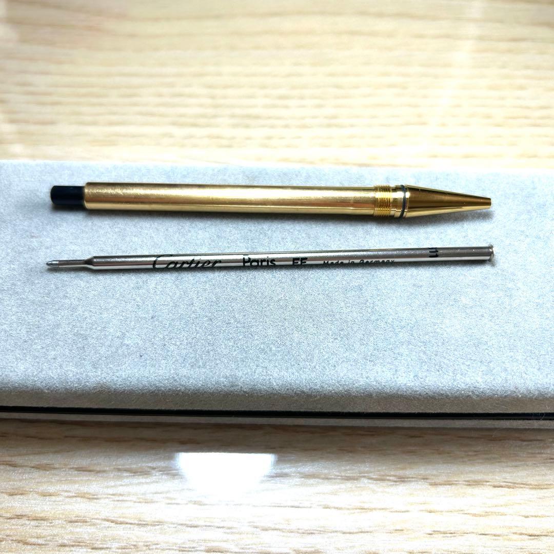 カルティエ トリニティ ドゥ ロゴ入り ツイスト式 ボールペン ゴールドボルドー